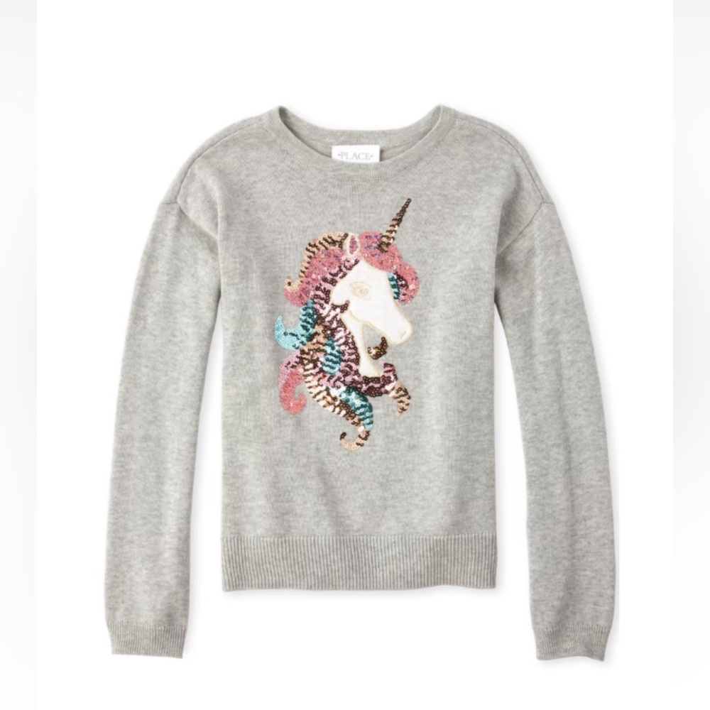 Girls Sequin Unicorn Sweater